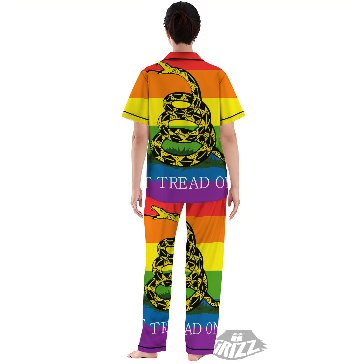 LGBT Gadsden Rainbow Flag Print Women's Pajamas Set-grizzshop