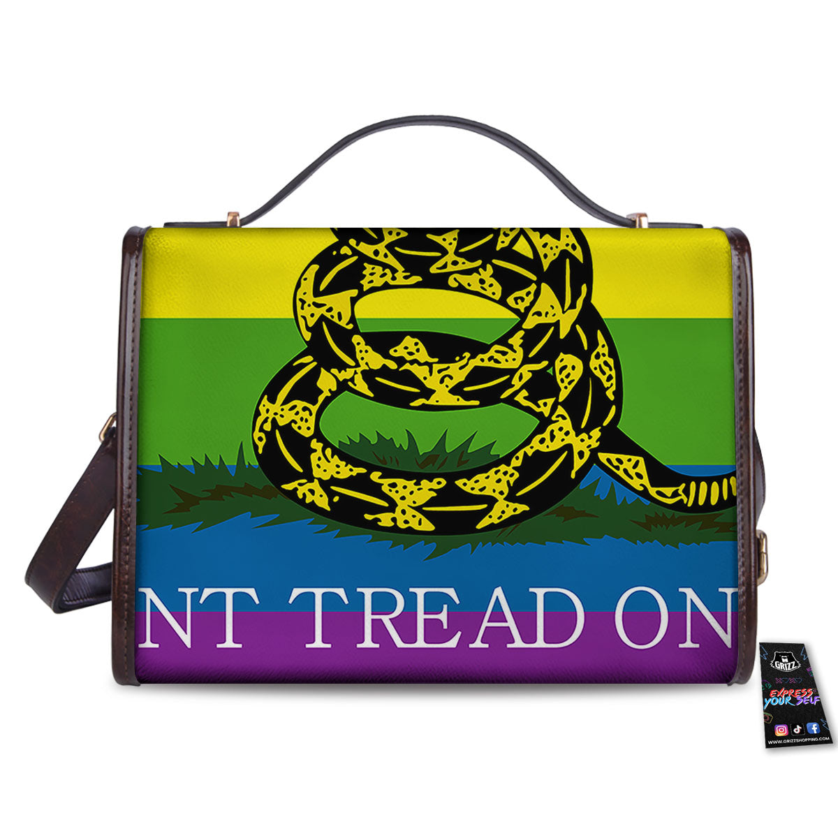 LGBT Gadsden Rainbow Flag Print Women's Satchel Bag-grizzshop
