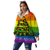 LGBT Gadsden Rainbow Flag Print Women's Sherpa Jacket-grizzshop