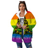 LGBT Gadsden Rainbow Flag Print Women's Sherpa Jacket-grizzshop