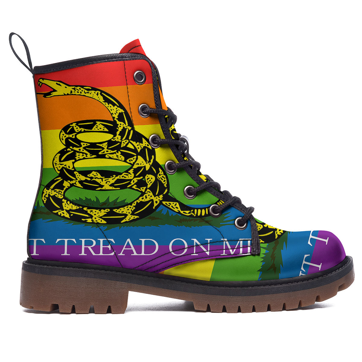 LGBT Gadsden Rainbow Flag Print Work Boots-grizzshop