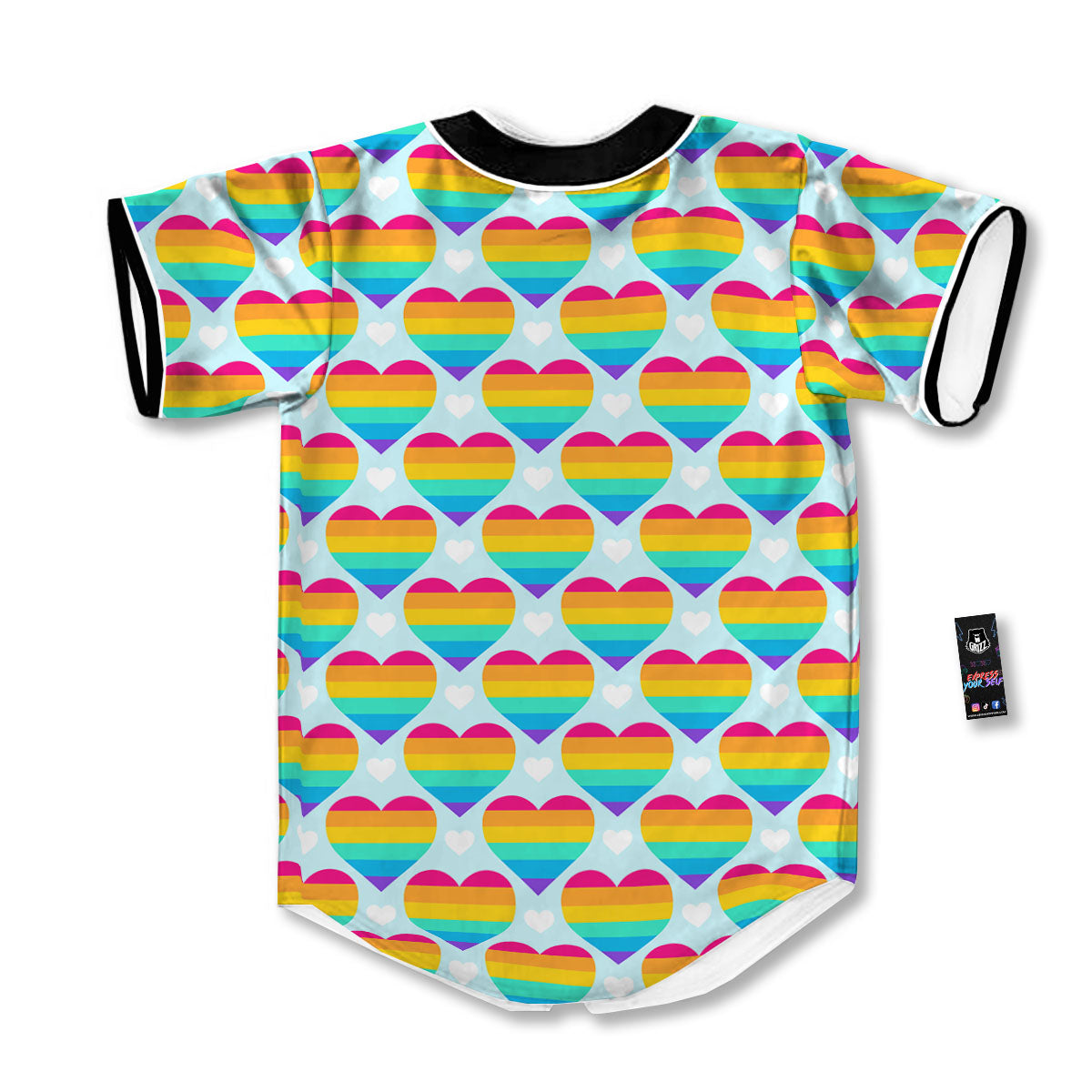 LGBT Heart Rainbow Print Pattern Baseball Jersey-grizzshop