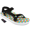 LGBT Heart Rainbow Print Pattern Black Open Toe Sandals-grizzshop