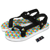 LGBT Heart Rainbow Print Pattern Black Open Toe Sandals-grizzshop