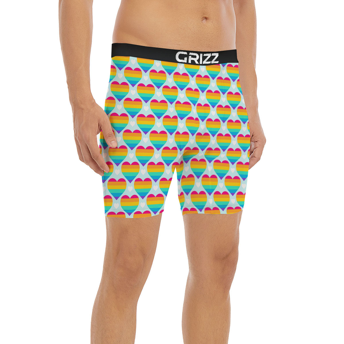 LGBT Heart Rainbow Print Pattern Boxer Briefs-grizzshop