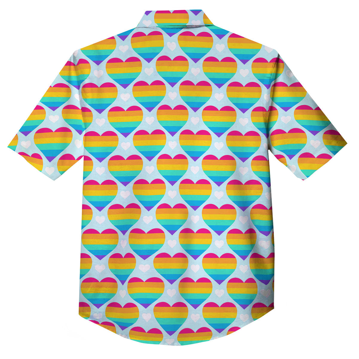 LGBT Heart Rainbow Print Pattern Button Up Shirt-grizzshop