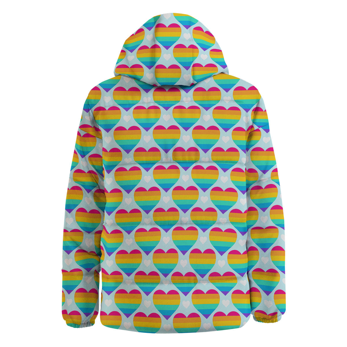 LGBT Heart Rainbow Print Pattern Down Jacket-grizzshop