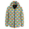 LGBT Heart Rainbow Print Pattern Down Jacket-grizzshop