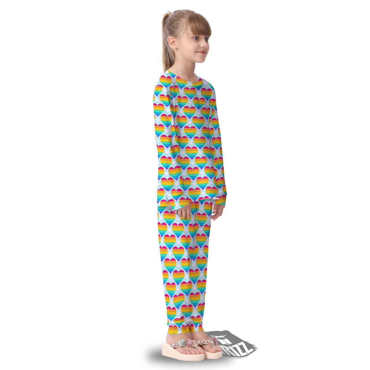 LGBT Heart Rainbow Print Pattern Kid's Pajamas-grizzshop