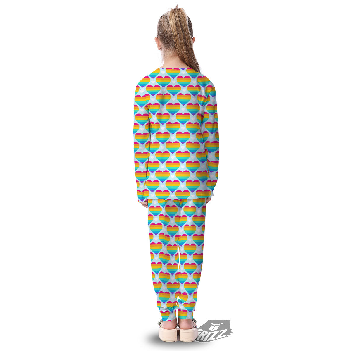 LGBT Heart Rainbow Print Pattern Kid's Pajamas-grizzshop