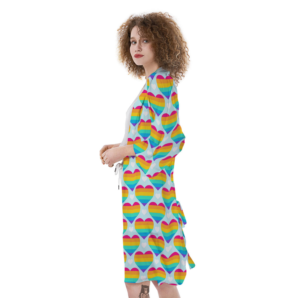 LGBT Heart Rainbow Print Pattern Kimono-grizzshop