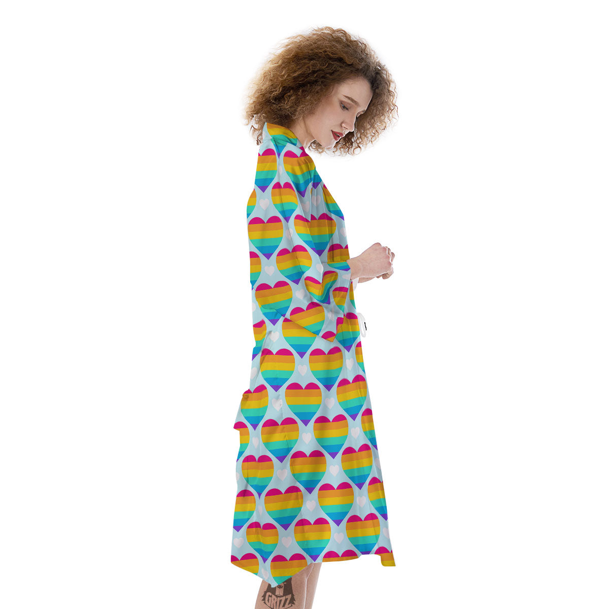 LGBT Heart Rainbow Print Pattern Kimono-grizzshop