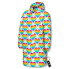 LGBT Heart Rainbow Print Pattern Long Down Jacket-grizzshop