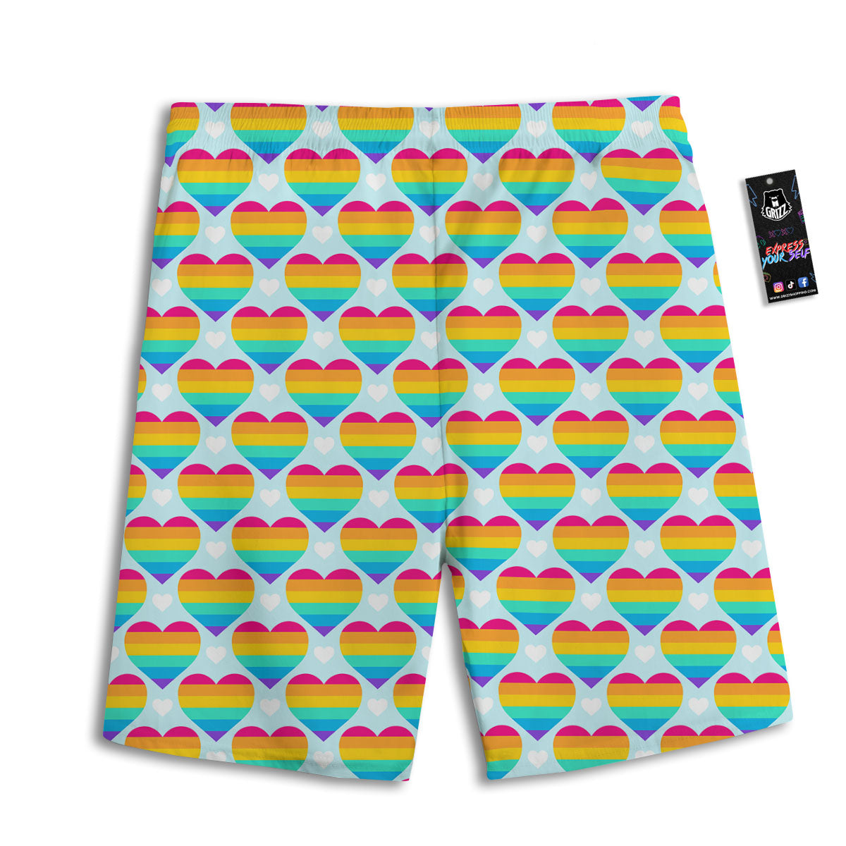 LGBT Heart Rainbow Print Pattern Men's Athletic Shorts