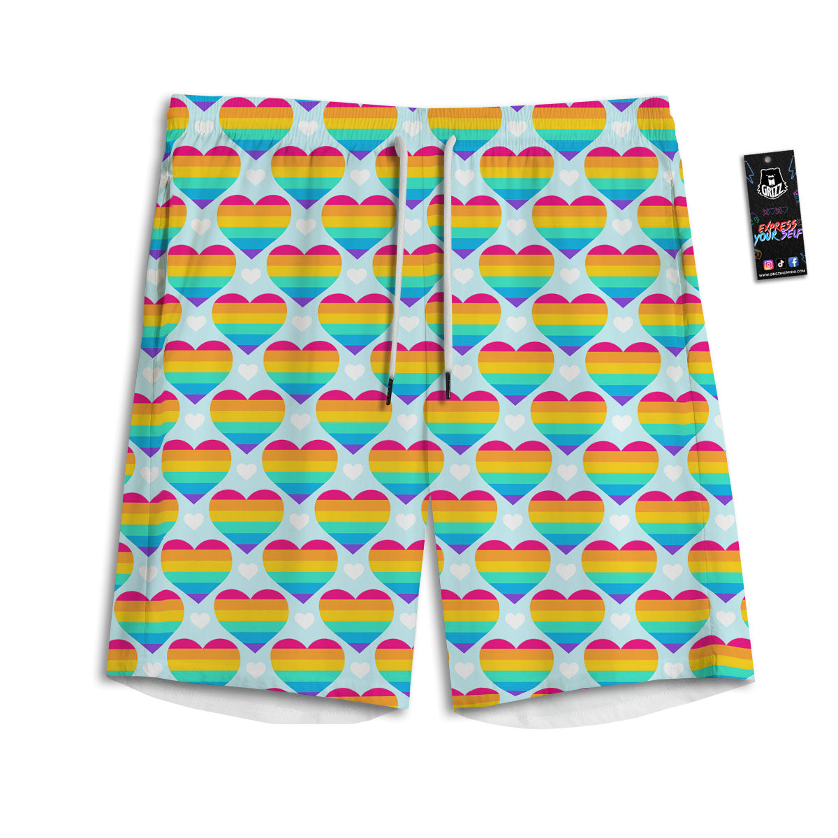 LGBT Heart Rainbow Print Pattern Men's Athletic Shorts