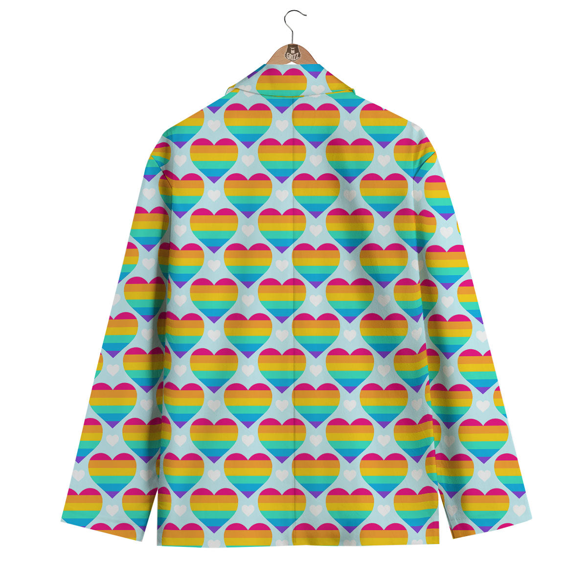 LGBT Heart Rainbow Print Pattern Men's Blazer-grizzshop