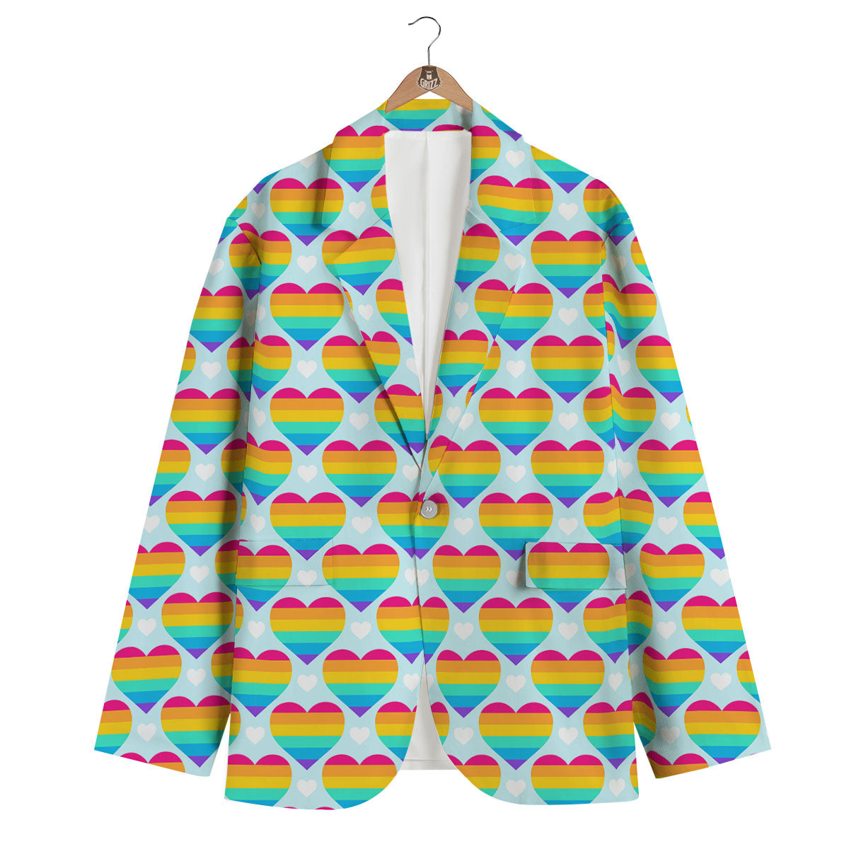 LGBT Heart Rainbow Print Pattern Men's Blazer-grizzshop