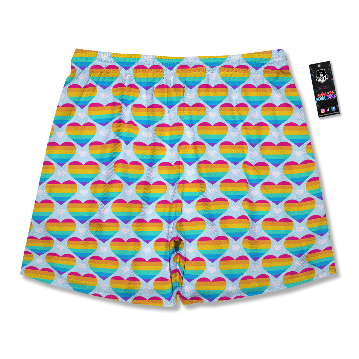 LGBT Heart Rainbow Print Pattern Men's Running Shorts-grizzshop