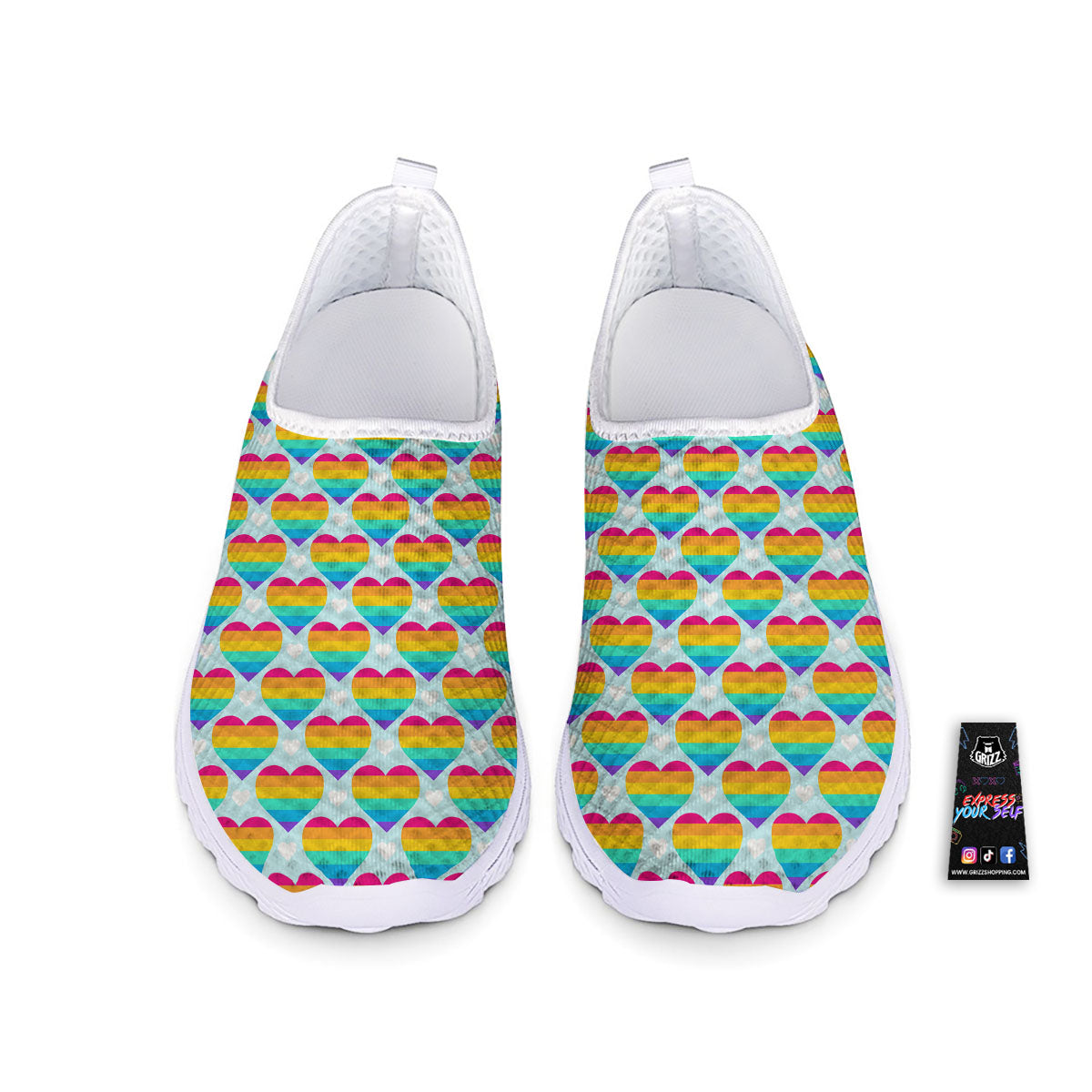 LGBT Heart Rainbow Print Pattern Nurse Shoes-grizzshop