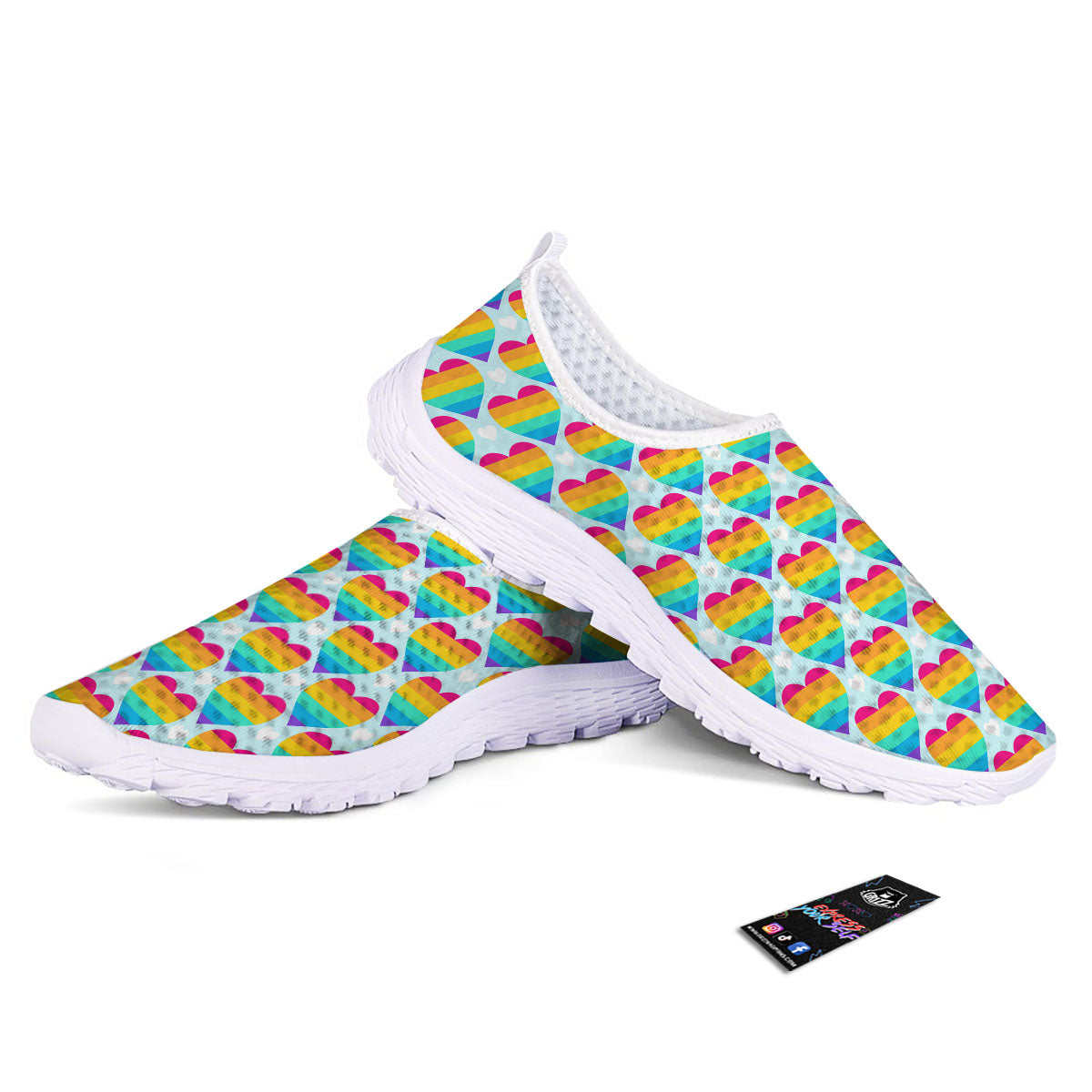 LGBT Heart Rainbow Print Pattern Nurse Shoes-grizzshop