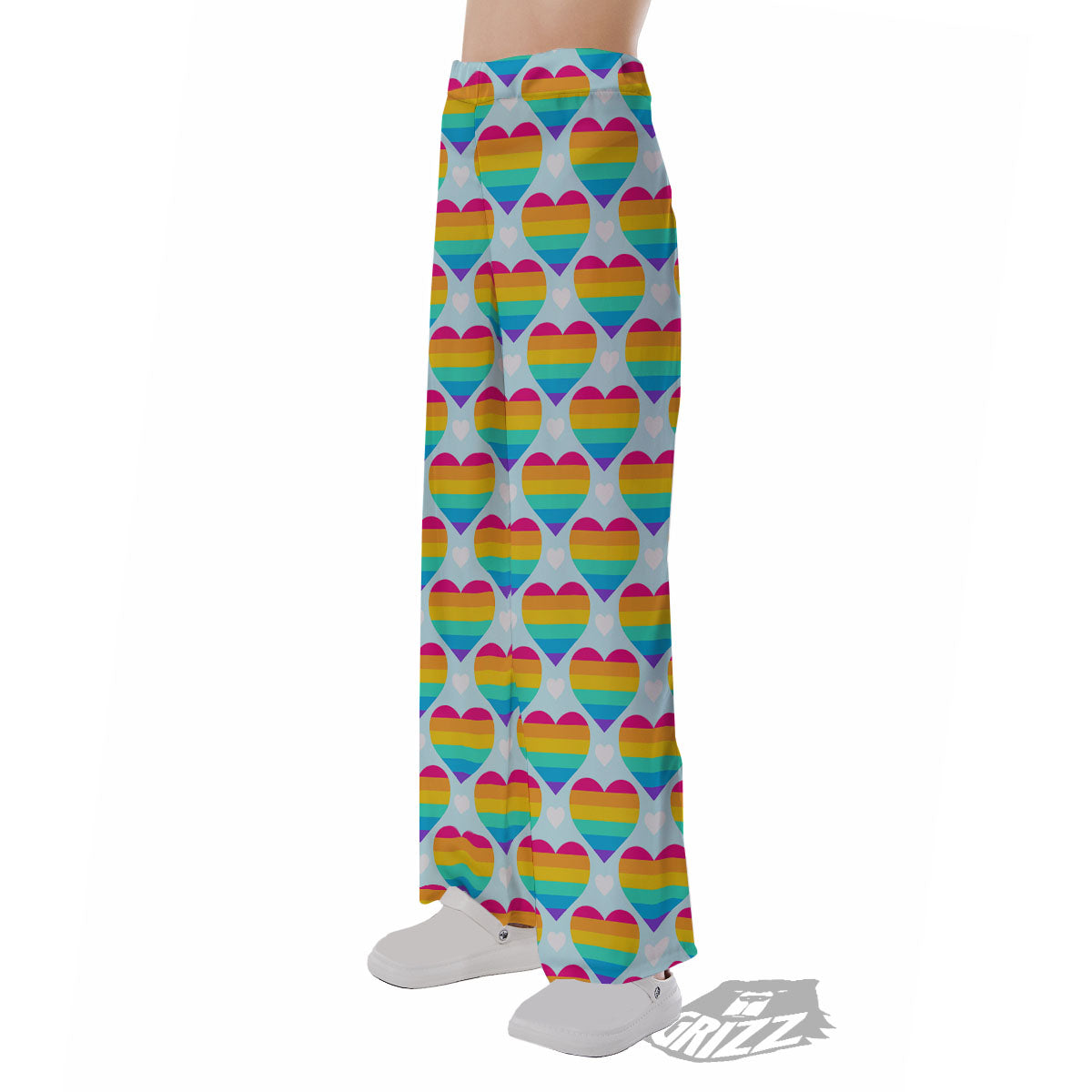 LGBT Heart Rainbow Print Pattern Pajama Pants-grizzshop