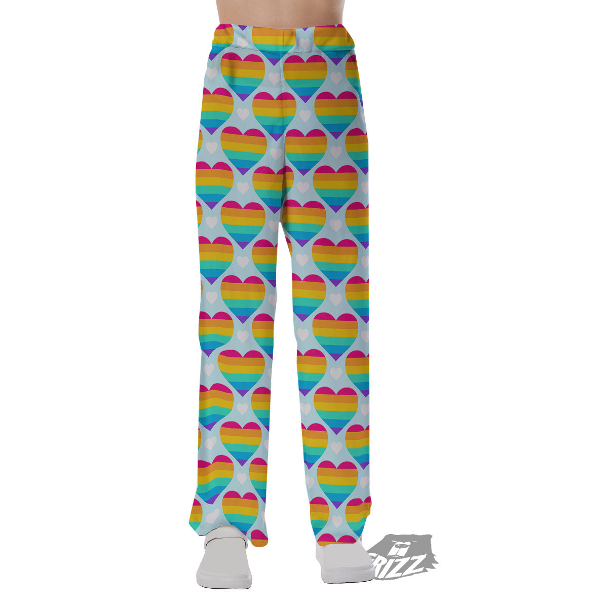 LGBT Heart Rainbow Print Pattern Pajama Pants-grizzshop