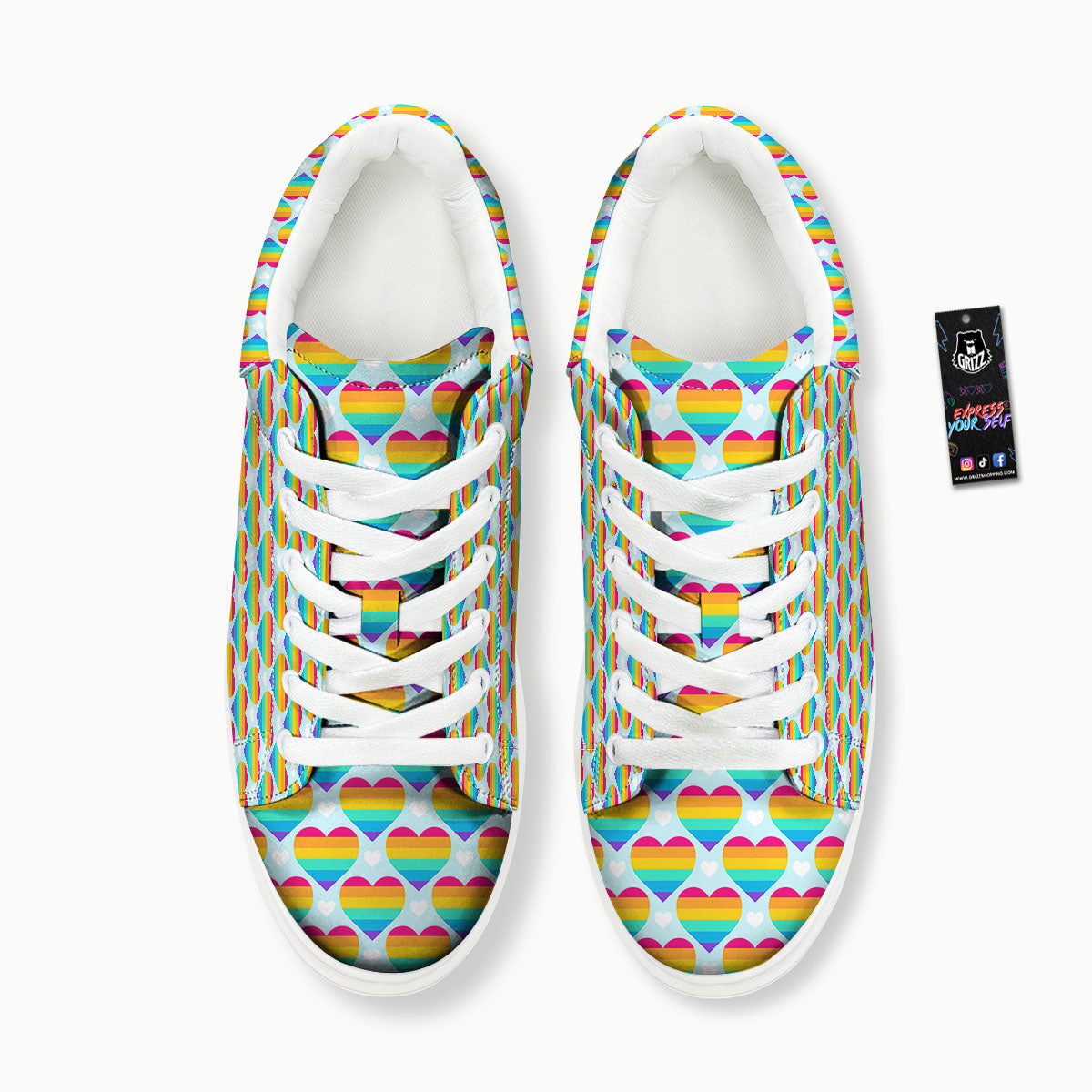 LGBT Heart Rainbow Print Pattern Platform Shoes-grizzshop