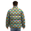 LGBT Heart Rainbow Print Pattern Puffer Jacket-grizzshop