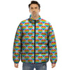 LGBT Heart Rainbow Print Pattern Puffer Jacket-grizzshop