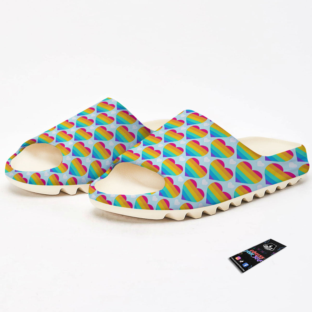 LGBT Heart Rainbow Print Pattern Sandals-grizzshop