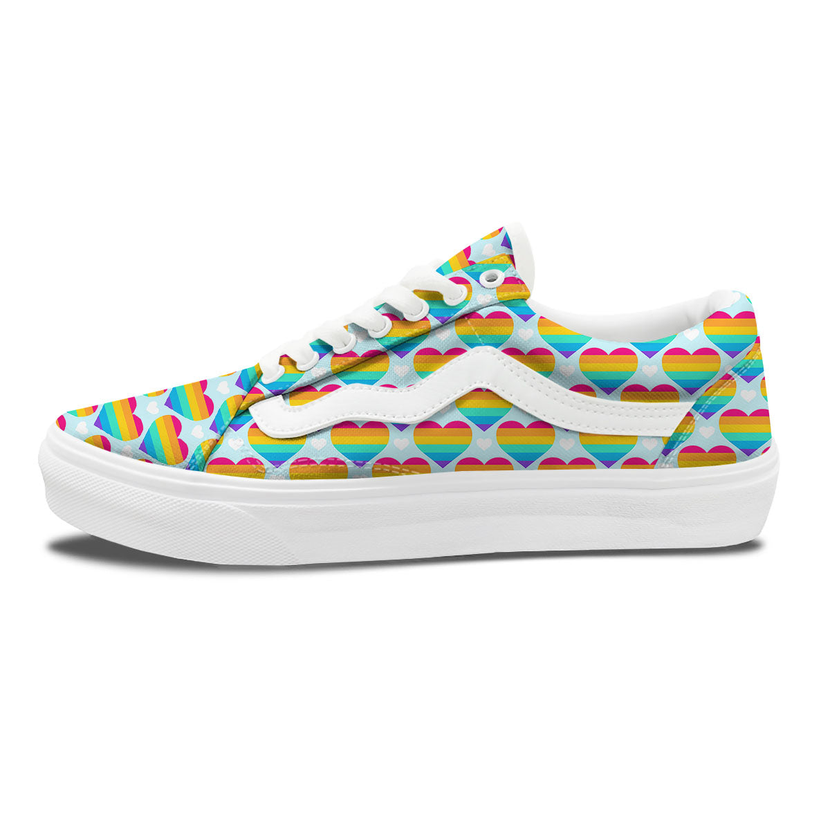 LGBT Heart Rainbow Print Pattern Skate Shoes-grizzshop