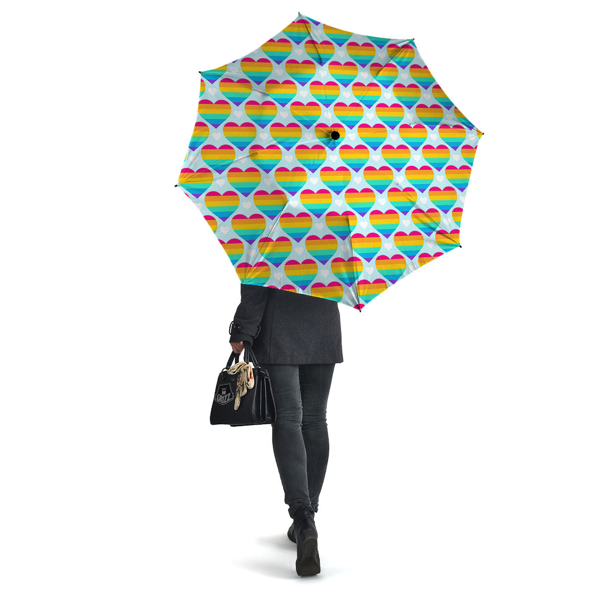 LGBT Heart Rainbow Print Pattern Umbrella-grizzshop