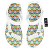 LGBT Heart Rainbow Print Pattern White Open Toe Sandals-grizzshop