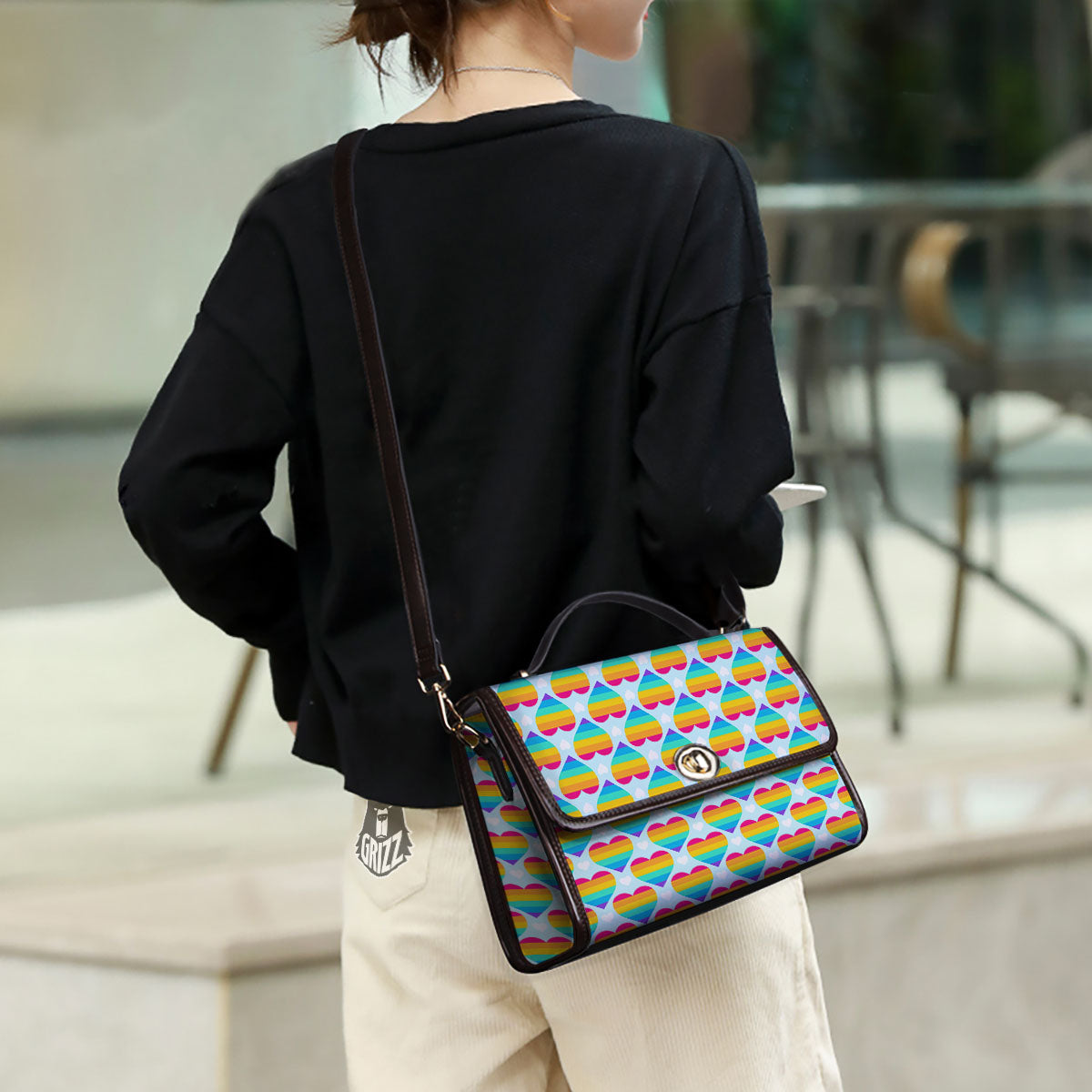 LGBT Heart Rainbow Print Pattern Women's Satchel Bag-grizzshop
