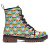 LGBT Heart Rainbow Print Pattern Work Boots-grizzshop