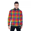 LGBT Plaid Rainbow Print Pattern Baseball Jacket-grizzshop