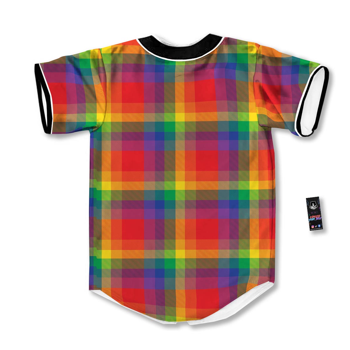 LGBT Plaid Rainbow Print Pattern Baseball Jersey-grizzshop