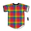 LGBT Plaid Rainbow Print Pattern Baseball Jersey-grizzshop