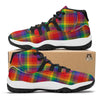 LGBT Plaid Rainbow Print Pattern Black Bball Shoes-grizzshop