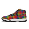 LGBT Plaid Rainbow Print Pattern Black Bball Shoes-grizzshop