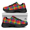 LGBT Plaid Rainbow Print Pattern Black Chunky Shoes-grizzshop