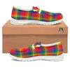 LGBT Plaid Rainbow Print Pattern Black Loafers-grizzshop