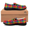 LGBT Plaid Rainbow Print Pattern Black Loafers-grizzshop