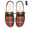 LGBT Plaid Rainbow Print Pattern Black Loafers-grizzshop