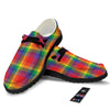 LGBT Plaid Rainbow Print Pattern Black Loafers-grizzshop