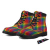 LGBT Plaid Rainbow Print Pattern Boots-grizzshop