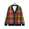 LGBT Plaid Rainbow Print Pattern Cardigan-grizzshop