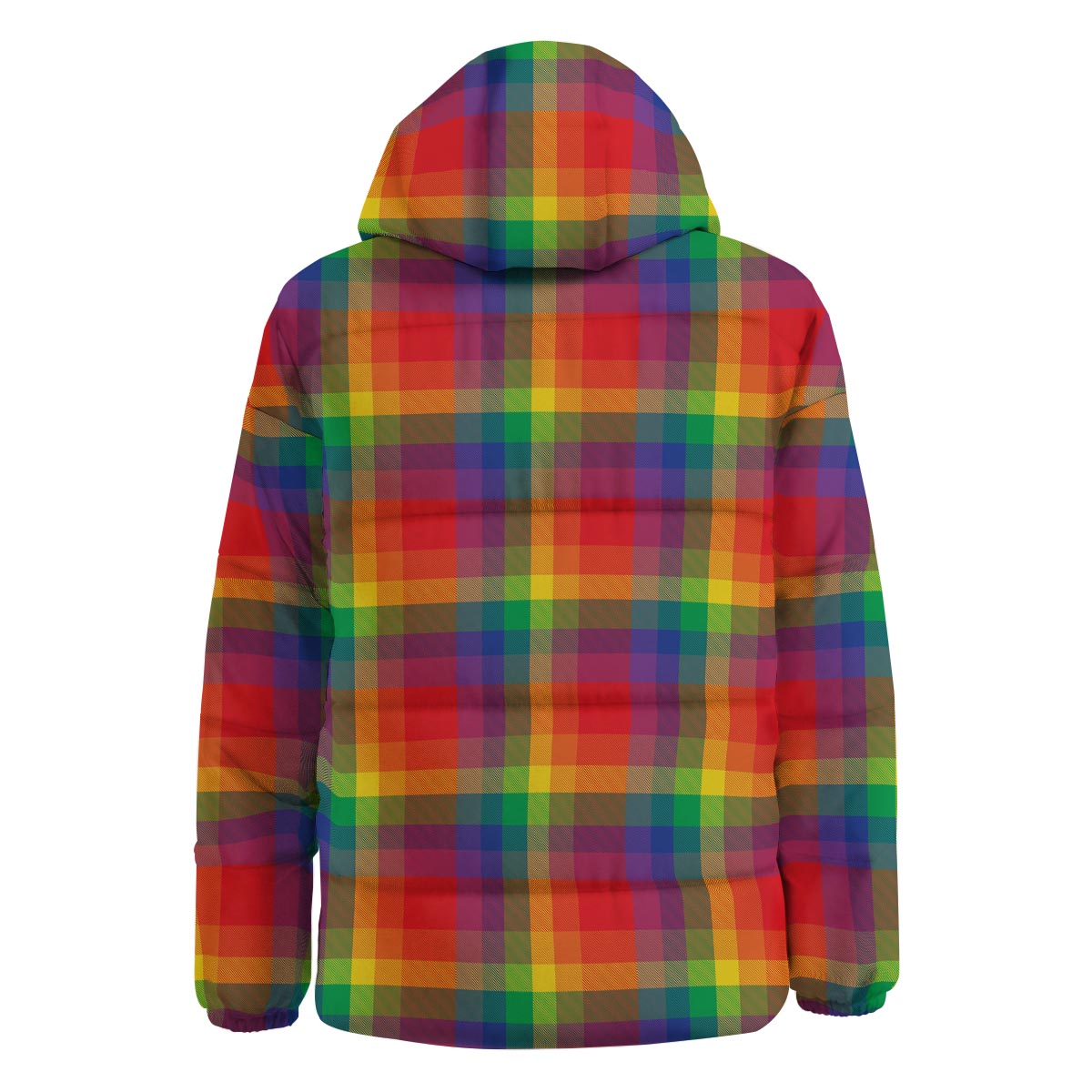 LGBT Plaid Rainbow Print Pattern Down Jacket-grizzshop