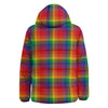 LGBT Plaid Rainbow Print Pattern Down Jacket-grizzshop