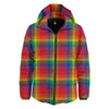 LGBT Plaid Rainbow Print Pattern Down Jacket-grizzshop